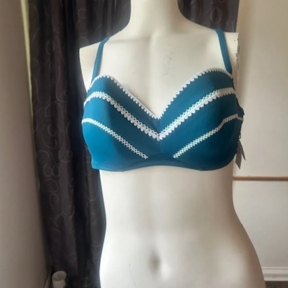Shade & Shore Rainforest Teal Racerback Halter Bikini top, size 38C